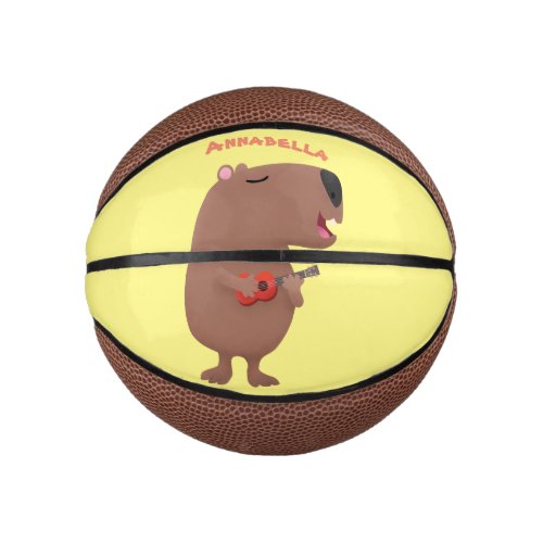Cute singing capybara ukulele cartoon illustration mini basketball