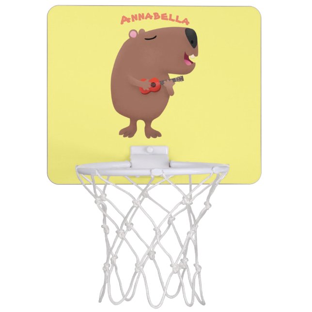 Cute singing capybara ukulele cartoon illustration mini basketball hoop (Front)