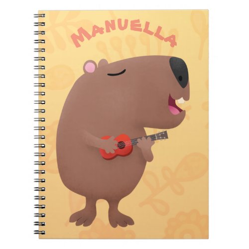 Cute singing capybara ukulele cartoon illustration notebook