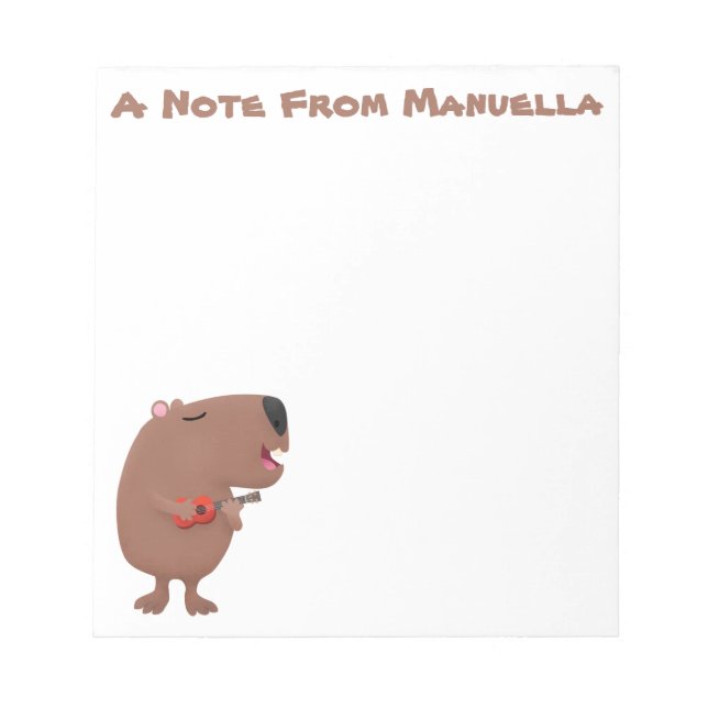 Cute singing capybara ukulele cartoon illustration notepad (Front)