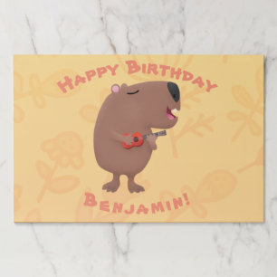 Cute singing capybara ukulele cartoon illustration paper pad