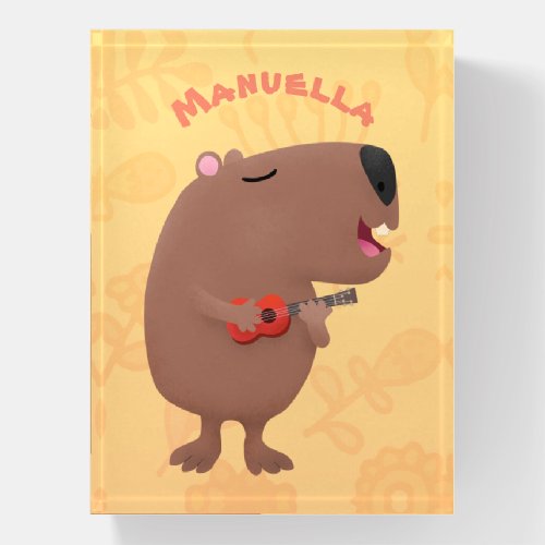 Cute singing capybara ukulele cartoon illustration paperweight