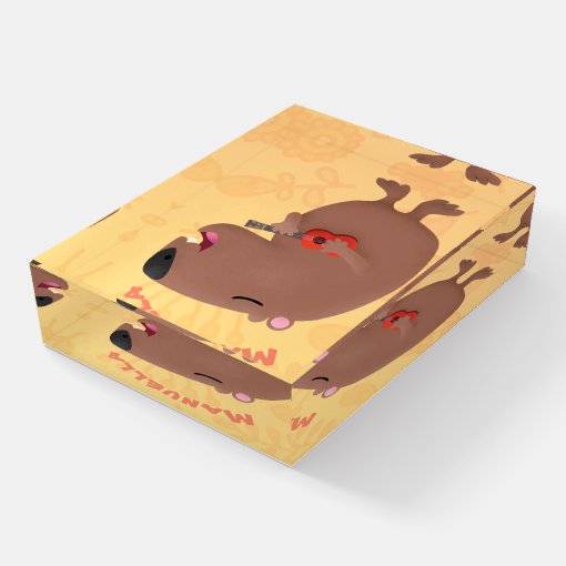 Cute singing capybara ukulele cartoon illustration paperweight Zazzle
