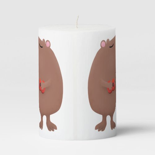 Cute singing capybara ukulele cartoon illustration pillar candle