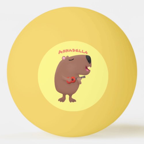 Cute singing capybara ukulele cartoon illustration ping pong ball