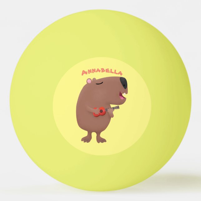 Cute singing capybara ukulele cartoon illustration ping pong ball (Front)
