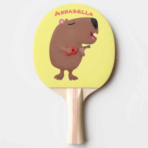 Cute singing capybara ukulele cartoon illustration ping pong paddle