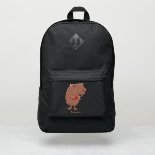 Cute singing capybara ukulele cartoon illustration port authority backpack