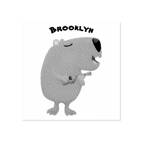 Cute singing capybara ukulele cartoon illustration rubber stamp