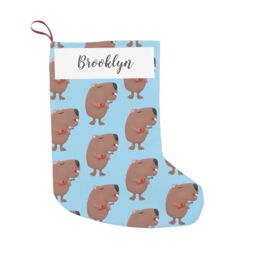 Cute singing capybara ukulele cartoon illustration small christmas stocking