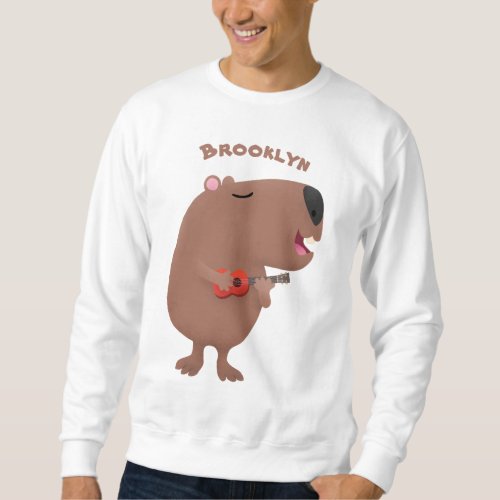 Cute singing capybara ukulele cartoon illustration sweatshirt