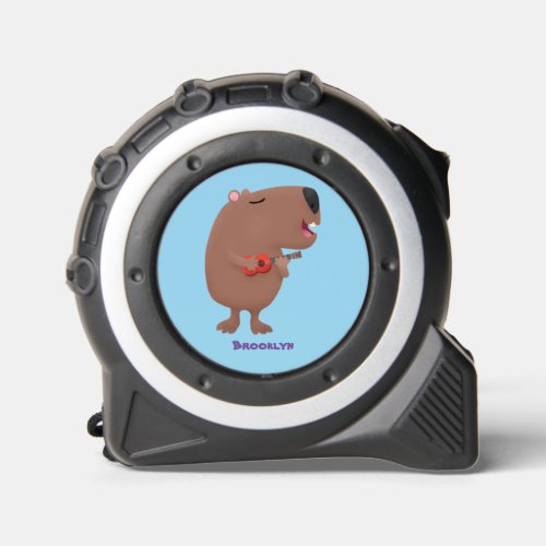 Cute singing capybara ukulele cartoon illustration tape measure
