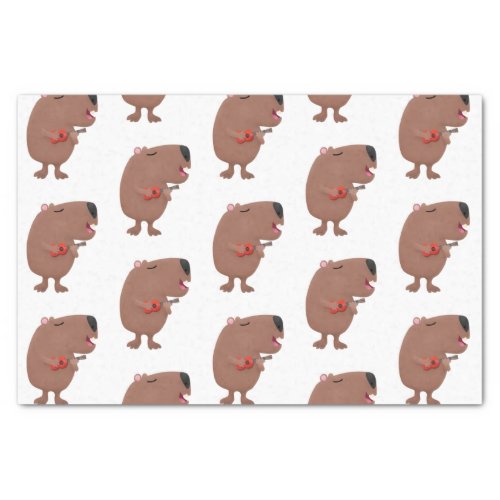 Cute singing capybara ukulele cartoon illustration tissue paper