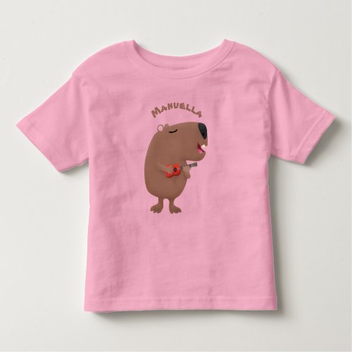 Cute singing capybara ukulele cartoon illustration toddler t_shirt