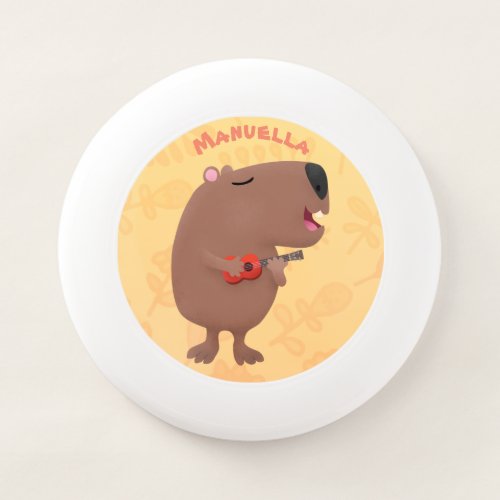 Cute singing capybara ukulele cartoon illustration Wham_O frisbee