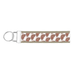 Cute singing capybara ukulele cartoon illustration wrist keychain