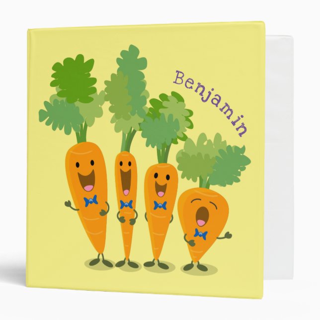 Cute singing carrot quartet cartoon illustration 3 ring binder (Front/Inside)
