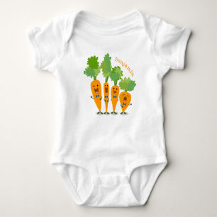 Cute singing carrot quartet cartoon illustration baby bodysuit