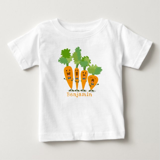 Cute singing carrot quartet cartoon illustration baby T-Shirt (Front)
