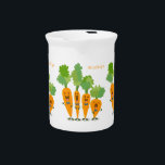 Cute singing carrot quartet cartoon illustration beverage pitcher<br><div class="desc">These 4 carrots are having sweet melodic fun as they sing! Drawn in cute cartoon illustration style.</div>