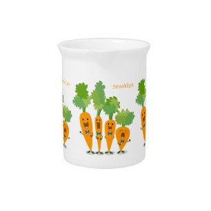 Cute singing carrot quartet cartoon illustration beverage pitcher