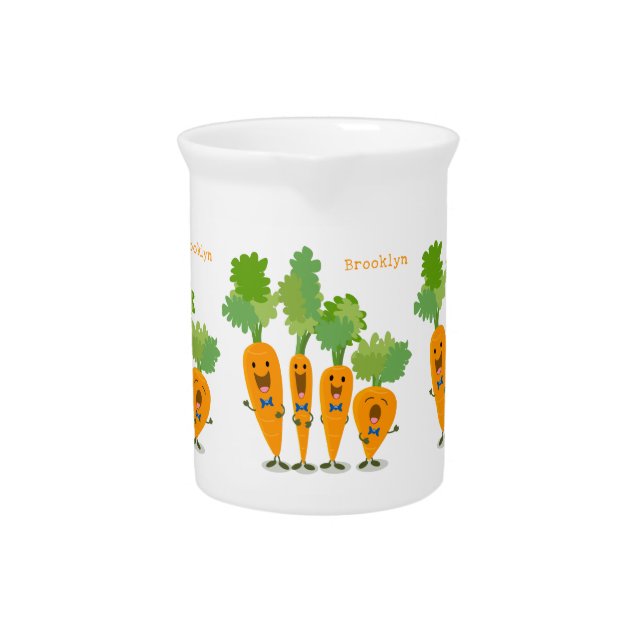 Cute singing carrot quartet cartoon illustration beverage pitcher (Front)