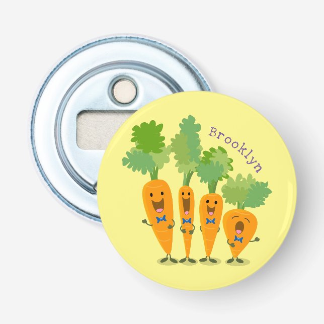 Cute singing carrot quartet cartoon illustration bottle opener (Front)