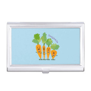 Cute singing carrot quartet cartoon illustration business card case