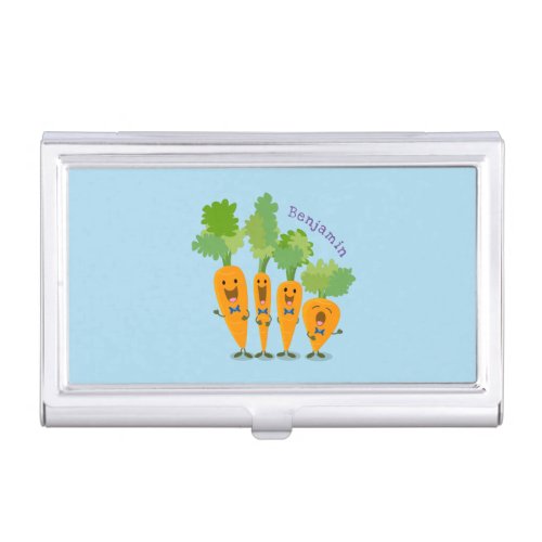 Cute singing carrot quartet cartoon illustration business card case