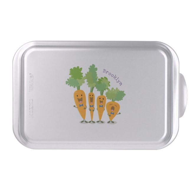 Cute singing carrot quartet cartoon illustration cake pan (Front)