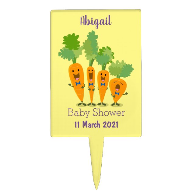 Cute singing carrot quartet cartoon illustration cake topper (Front)