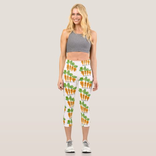 Cute singing carrot quartet cartoon illustration capri leggings