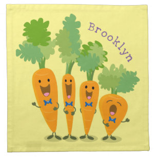 Cute singing carrot quartet cartoon illustration cloth napkin