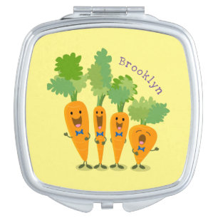 Cute singing carrot quartet cartoon illustration compact mirror