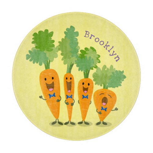 Cute singing carrot quartet cartoon illustration cutting board