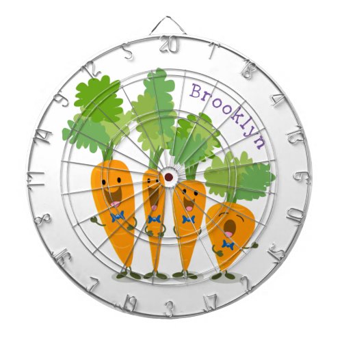 Cute singing carrot quartet cartoon illustration dart board