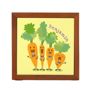 Cute singing carrot quartet cartoon illustration desk organizer