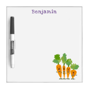 Cute singing carrot quartet cartoon illustration dry erase board