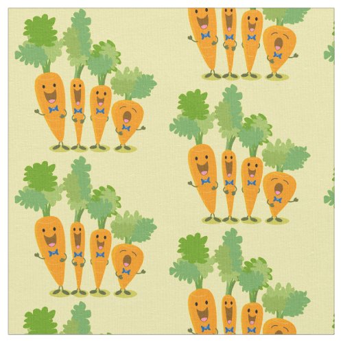 Cute singing carrot quartet cartoon illustration fabric