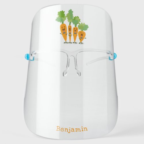 Cute singing carrot quartet cartoon illustration face shield