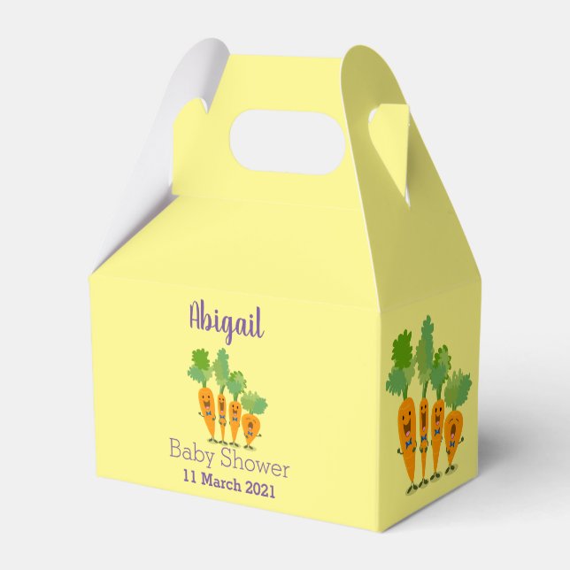 Cute singing carrot quartet cartoon illustration favor boxes (Front Side)