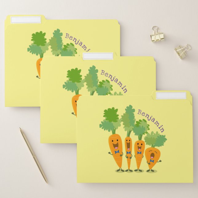 Cute singing carrot quartet cartoon illustration file folder (Set)