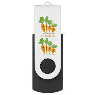 Cute singing carrot quartet cartoon illustration flash drive