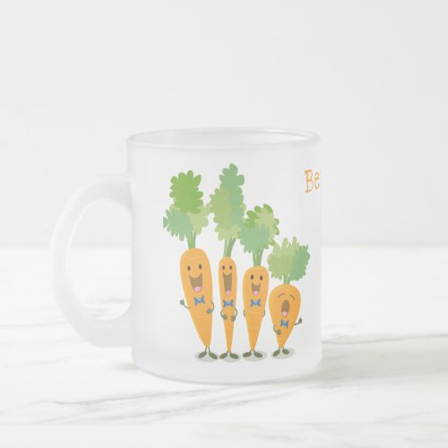 Cute singing carrot quartet cartoon illustration frosted glass coffee mug