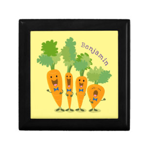 Cute singing carrot quartet cartoon illustration gift box