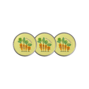Cute singing carrot quartet cartoon illustration golf ball marker