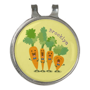 Cute singing carrot quartet cartoon illustration golf hat clip