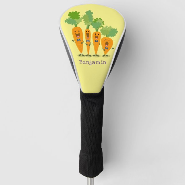 Cute singing carrot quartet cartoon illustration golf head cover (Front)