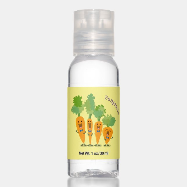 Cute singing carrot quartet cartoon illustration hand sanitizer (Front)