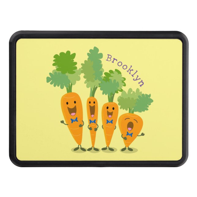 Cute singing carrot quartet cartoon illustration hitch cover (Front)